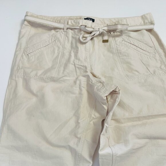 NWT Ann Taylor LOFT Pant Trouser Utility Linen Cotton Neutral Tan Belt Khaki - Picture 2 of 7